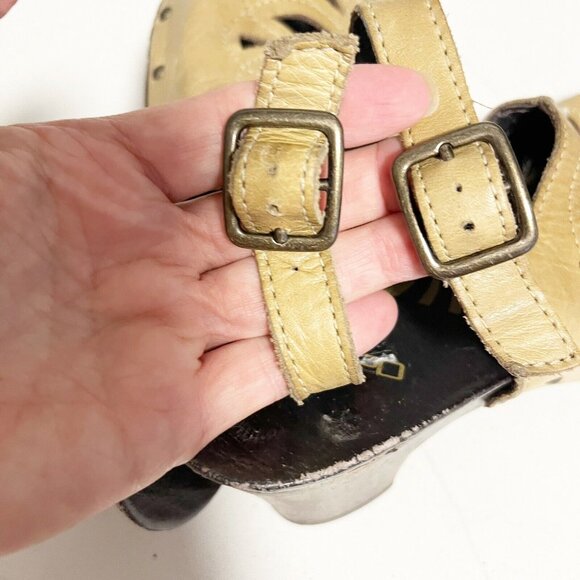 Dansko Rowena Slingback Sandal Womens Sz 8.5-9 EU 39 Beige Open Toe Wooden Heels - Picture 8 of 10